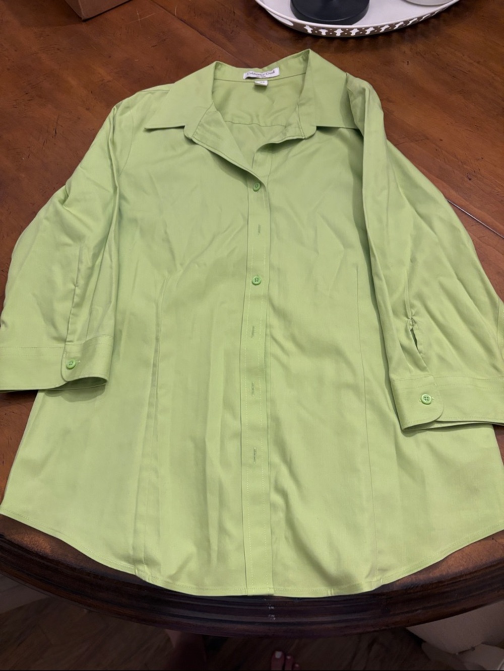 Light Chartreuse Button-Front Blouse